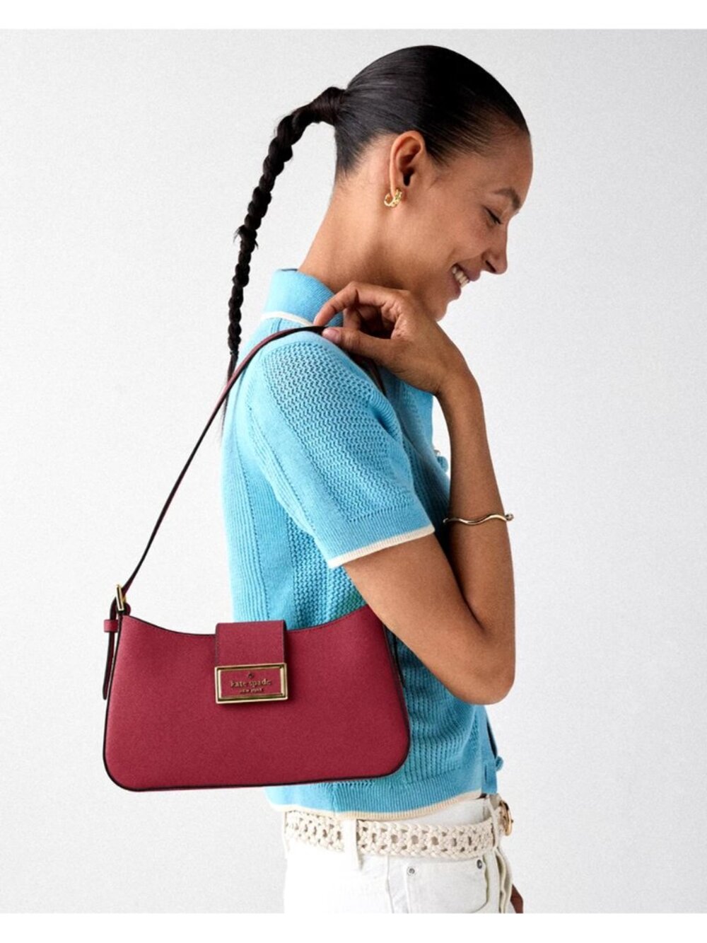 New Kate Spade New York Reegan Small Shoulder Bag Red Jam - Picture 4 of 5